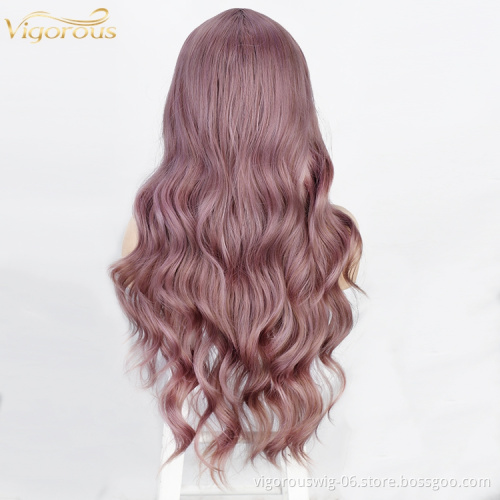 Vigorous Peruvian Deep Curly Wave synthetic hair Lace Frontal Wig Black Women Synthetic Hair Wigs Wave Pre Plucked Glueless Lace
